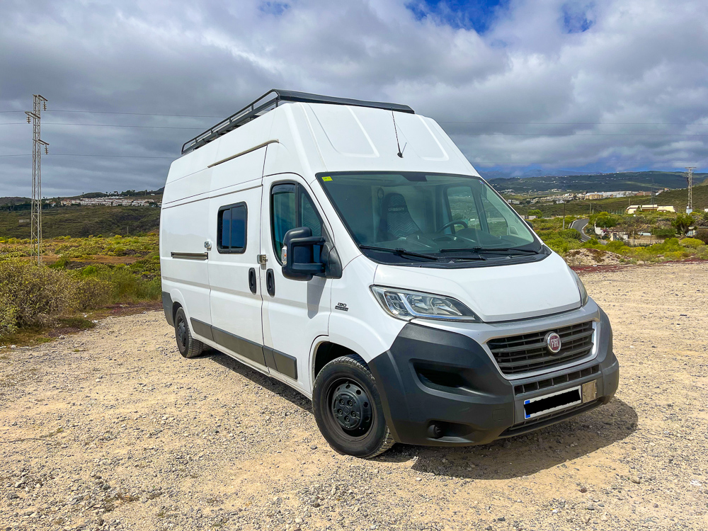 The outside of La Pinta, one of our converted vans available to rent in Tenerife